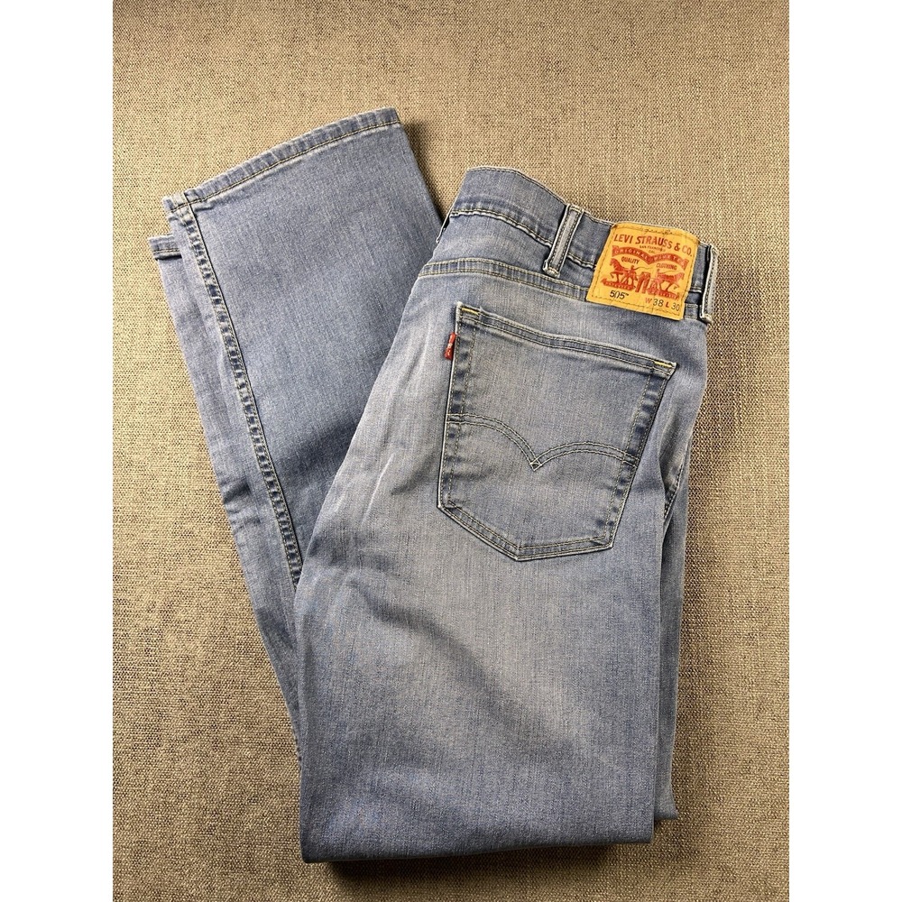 Levi's‎ 505 Jeans Men's 38x30 Blue Straight Stretch Biker Casual